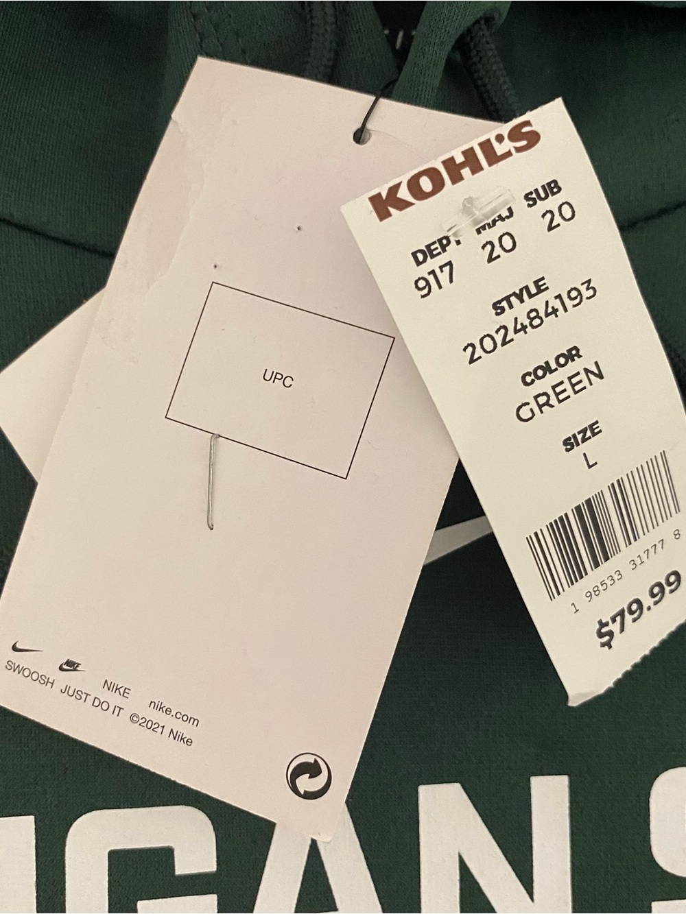 Nike Michigan State Spartans Sideline Hoodie Mens Large NWT - Picture 6 of 11